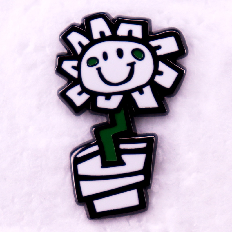 Niedliches Cartoon-Sonnenblumen-Abzeichen, amerikanische Rockband, Musikalbum, Emaille-Anstecknadel, Brosche, Schmuck – Detail 1