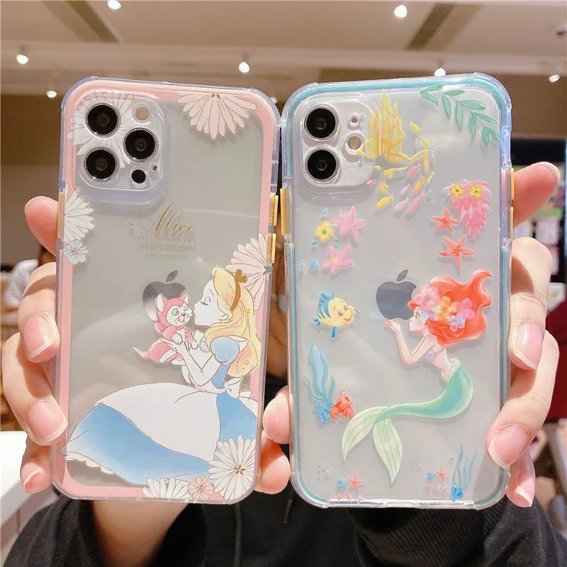 apple 13 pro max case Disney Ariel Alice Princess Phone Case For iPhone 13 12 11 Pro Max XR XS MAX X 7 8 Plus SE 2020 anti-fall transparent soft shell best case for iphone 13 pro max