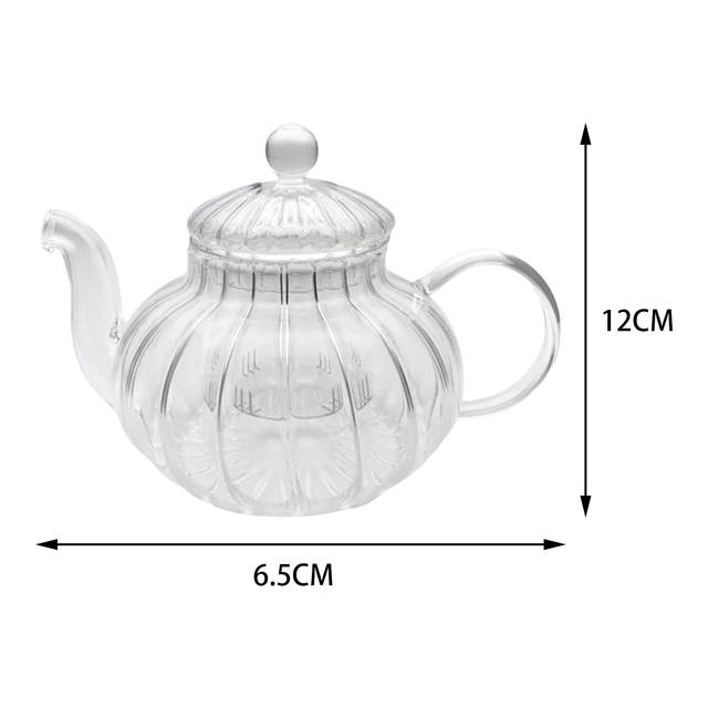 Clear Glass Tea Kettle with Removable Infuser High Borosilicate Tea Kettle  600ml 