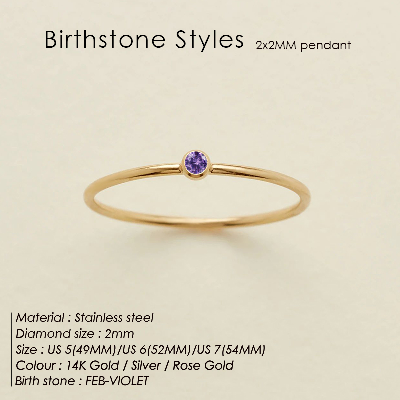 Damen-Ring mit Geburtsstein aus Edelstahl 316, goldene Farbe, schlichter modischer Stil für Frauen, Dezember, Festival, Party, Geschenk, Ringschmuck – Detail 11