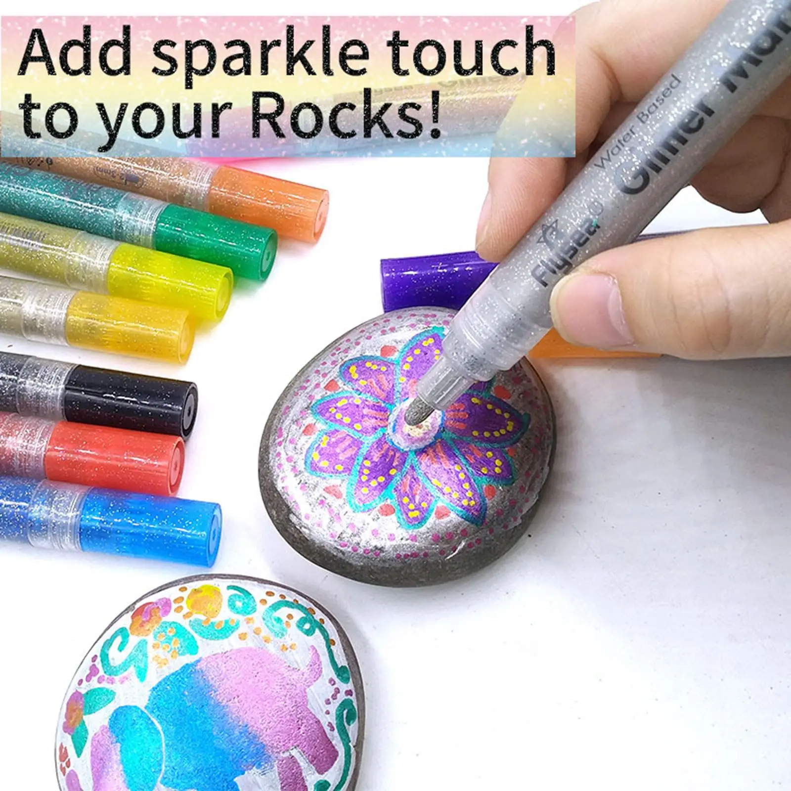 Glitter Metallic Paint Pens Set Permanent for Art DIY Rock Painting Coloring