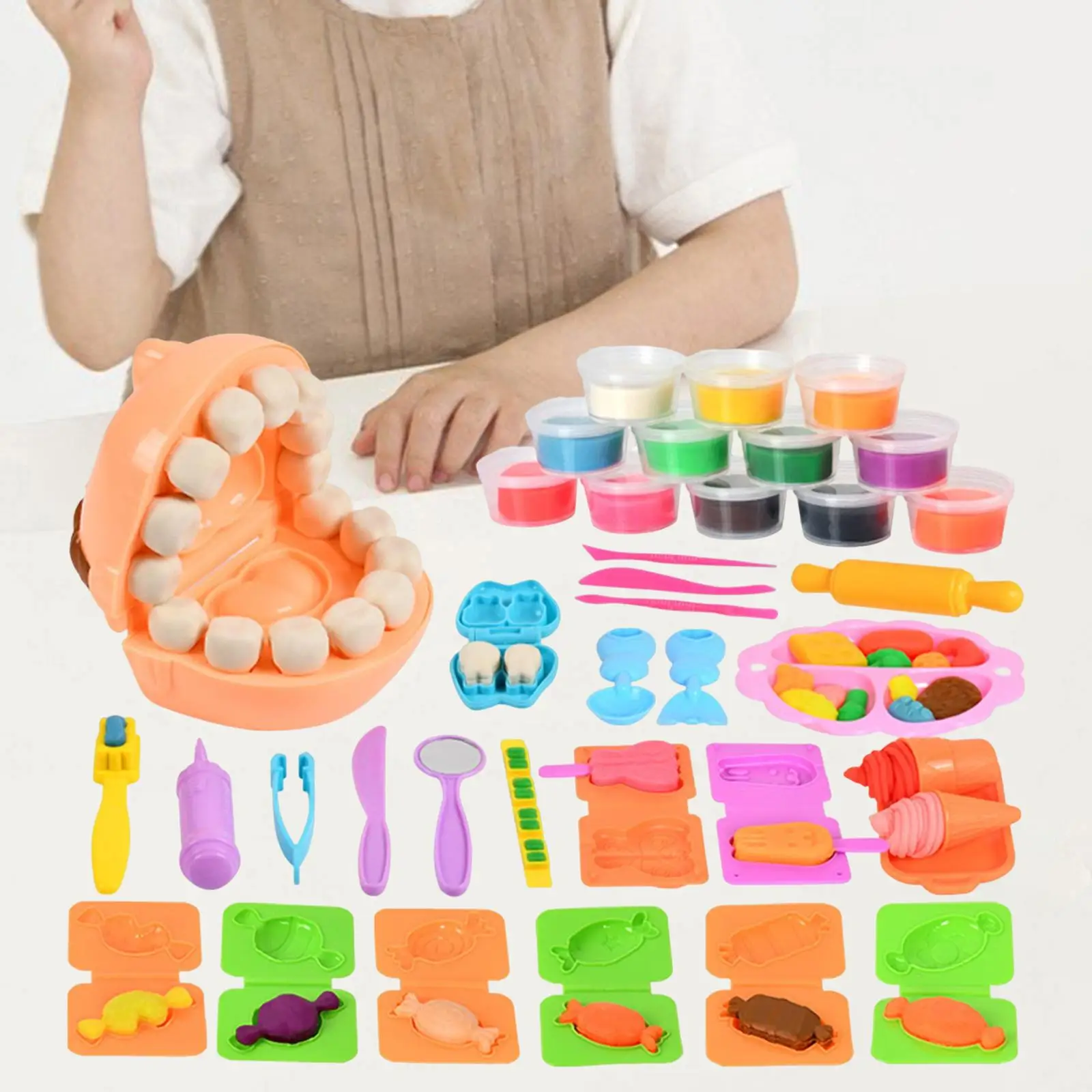 Clay Set DIY Models Educational 12 Colors Pretend Play Color Play Set Art Crafts for Birthday Toddlers Kids Girl Gift