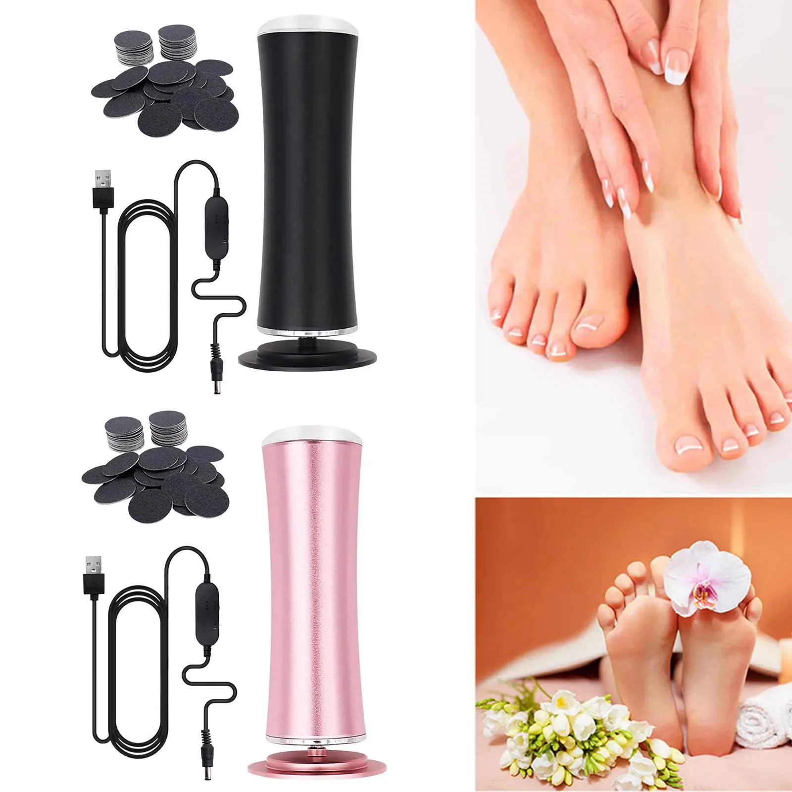 Electric Foot files Pedicure Tools Foot Massager USB Rechargeable Heels Scrubber for Elderly Foot 