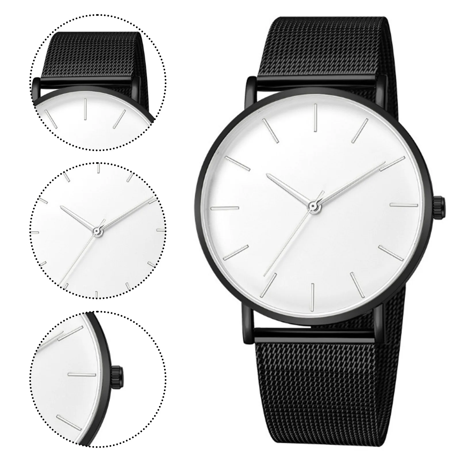 Luxury Watch Quartz Watch Stainless Steel Dial Casual Bracelet Watch Mesh Band Quartz Watch Men Mechanical Wristwatches