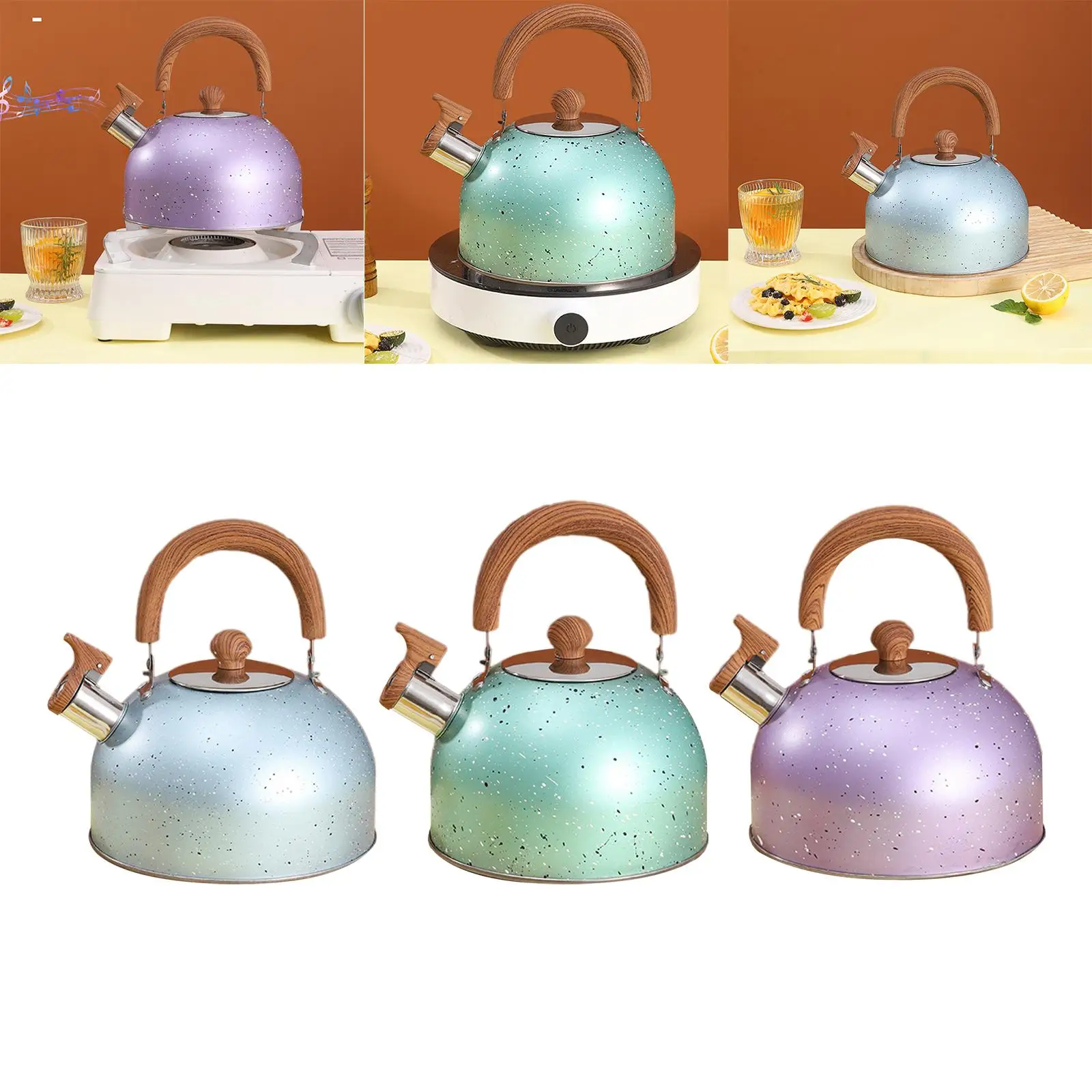 Stainless Steel Audible Whistling Water Kettle Anti Heat Handle Kitchenware Coffee Kettle 4L Tea Kettle for Induction Cookers