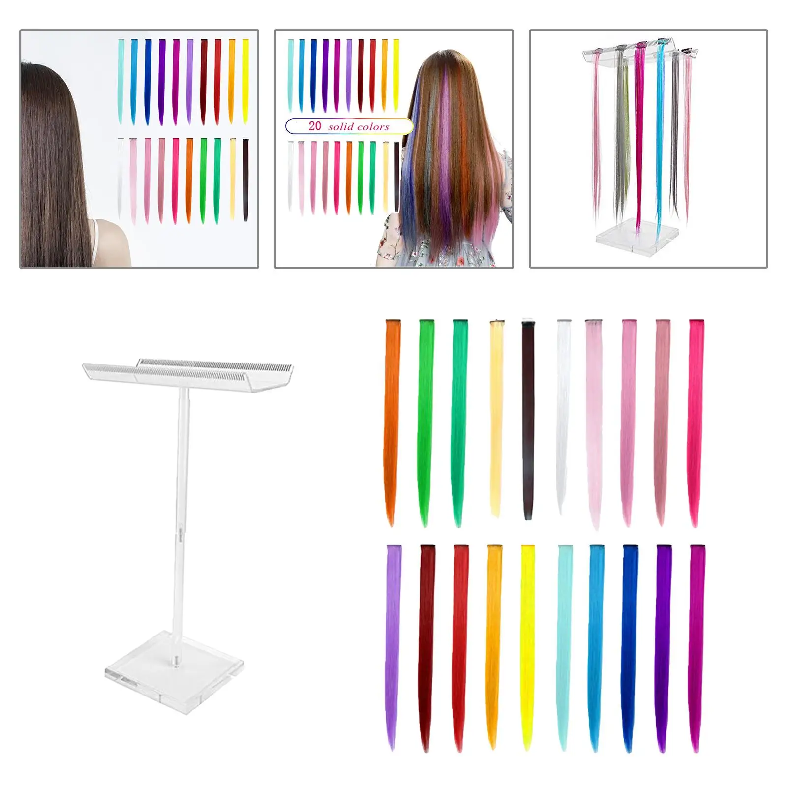 Hairs Extension Holder Display Rack Hair Separator Stand Wear Resistant Weaving 20x Hair Extensions Shop Salons Home Women