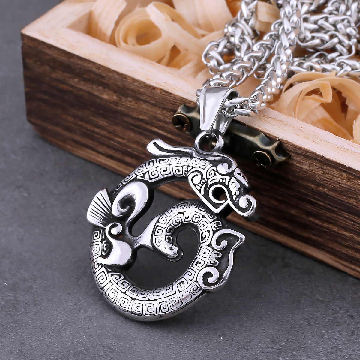 Fashion Viking Ouroboros Dragon Necklace Men's Nordic Celtic Knot Drag ...