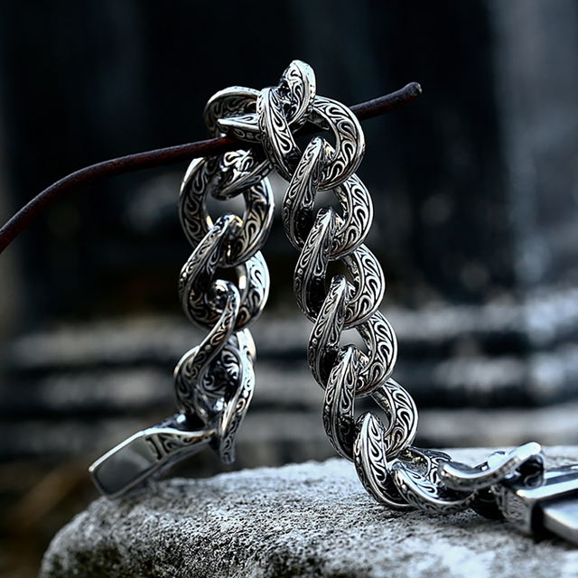 Bracelet Homme Argent 925 CXWK - Motif Clé Et Paix | Style Rétro Et Personnalisé