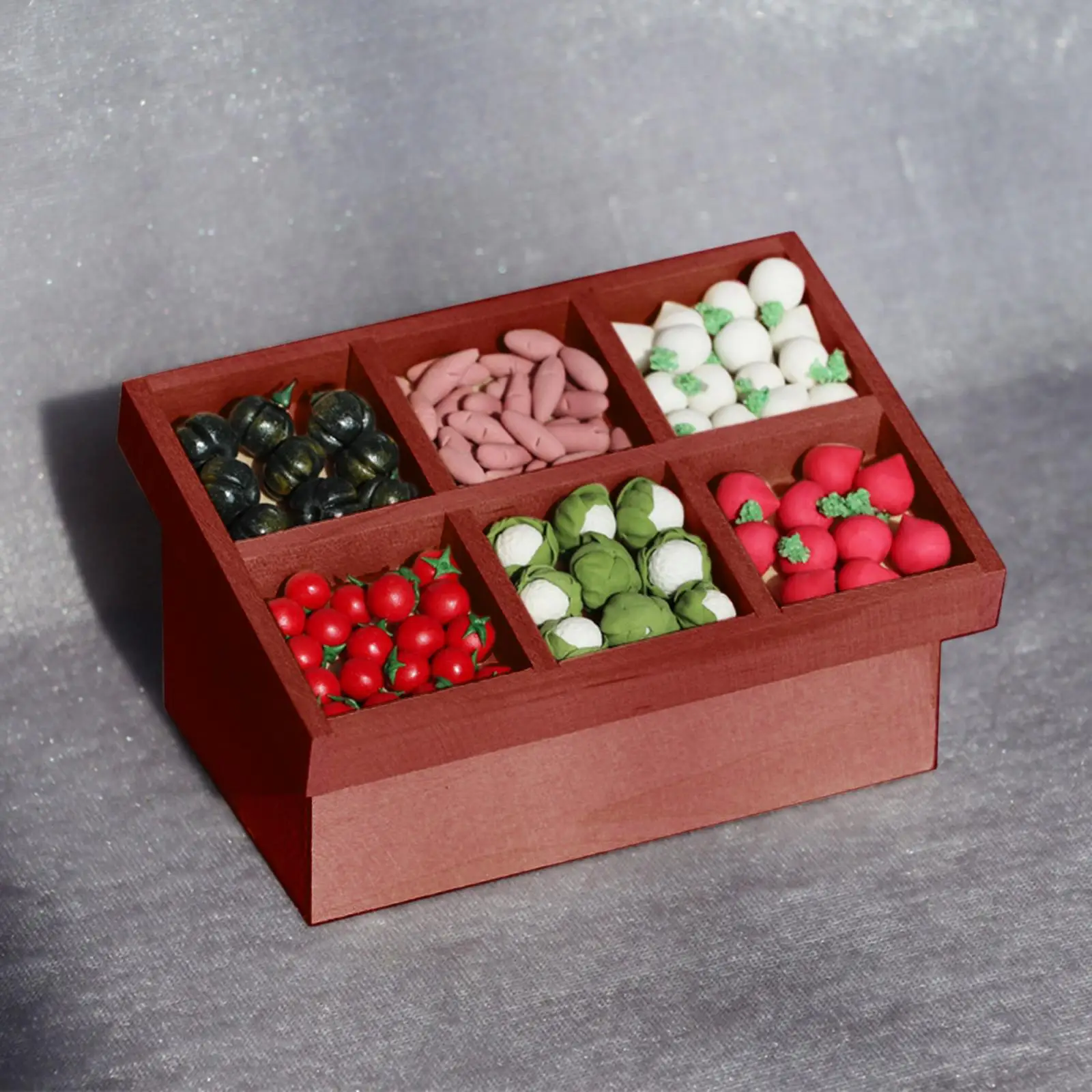 Miniature Vegetable Fruit Stand Miniature Wooden Shelf for Kitchen Decor