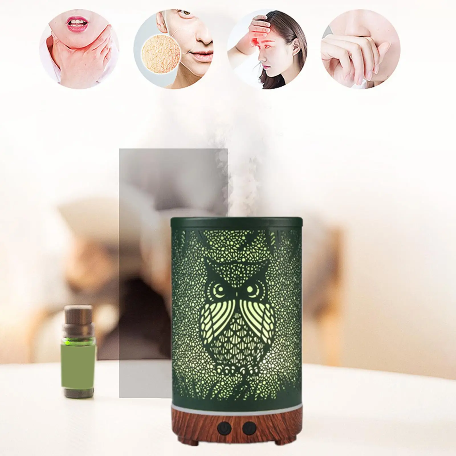 Air Aromatherapy Humidifier 200ml UK Plug Portable Decoration Gift Owl Aroma Diffuser for Office Yoga Easter Girlfriend Children