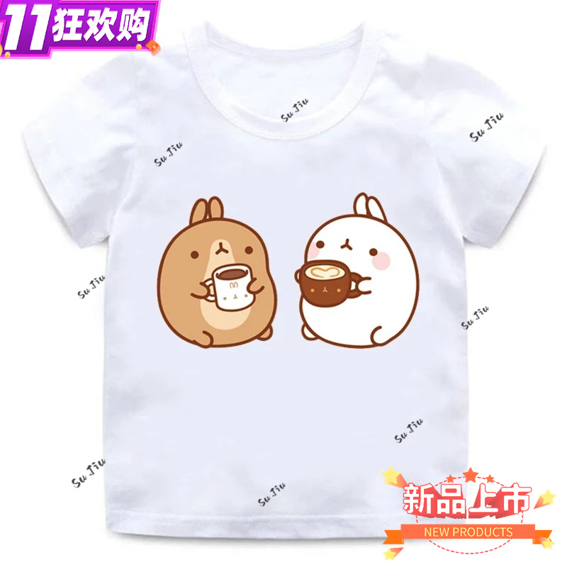 Title 11, Boys and girls cartoon Molang and Piupiu T-shir...