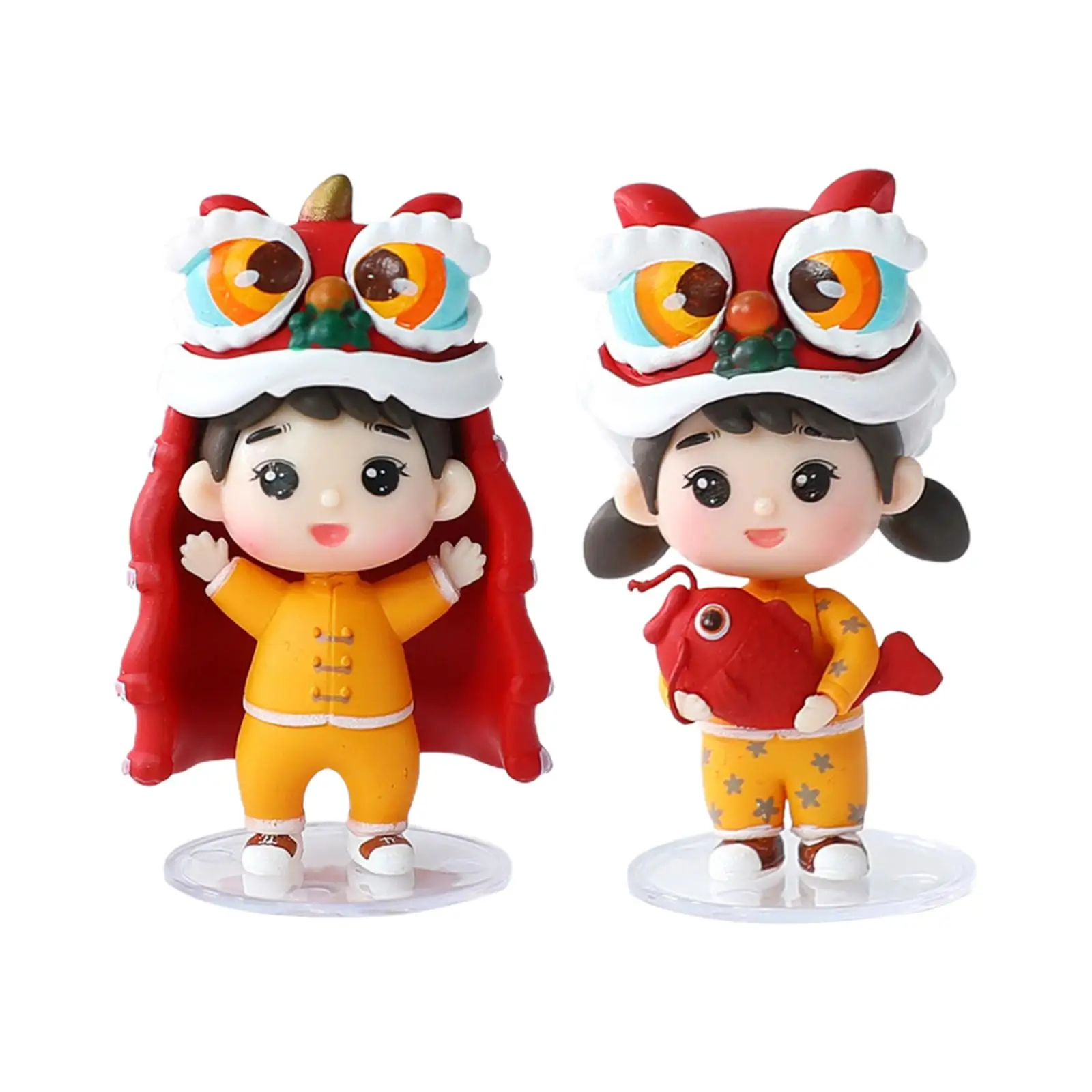 Cute Chinese New Year Doll Figurine Art Sculpture for Shelf Decor Cake Topper Decor