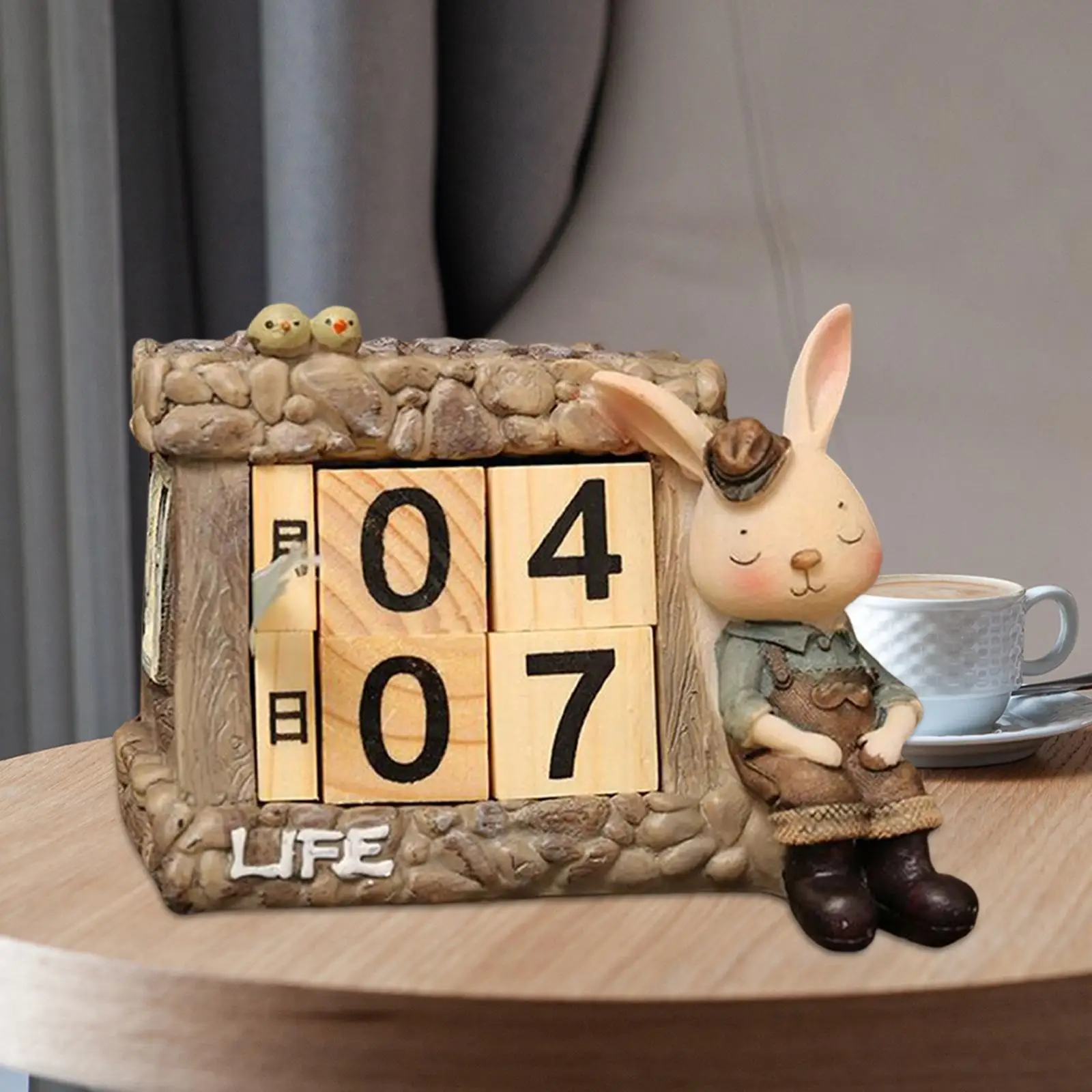 Desk Calendar Blocks Nordic Style DIY Wood Perpetual Calendar Month Date Blocks for Bedroom Restaurant Tabletop Cafe Ornament
