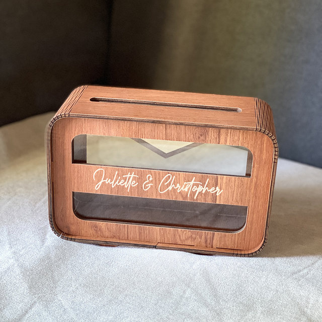 Boîte à Cadeaux Mariage En Bois Avec Serrure - 25x20x18cm | Fente Pour Enveloppes | Design Pliable | Cérémonies & Événements