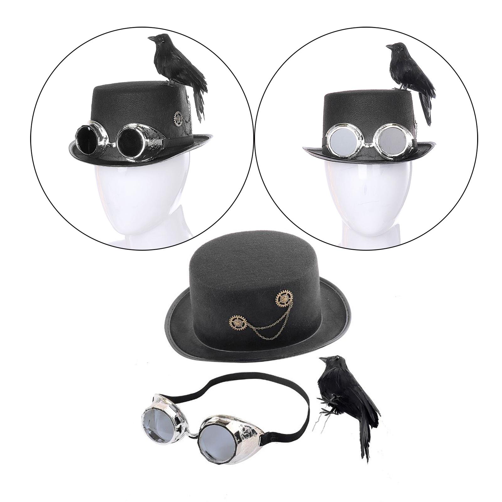 Deluxe Steampunk Top Hat with Goggles Headgear for Dressing Up