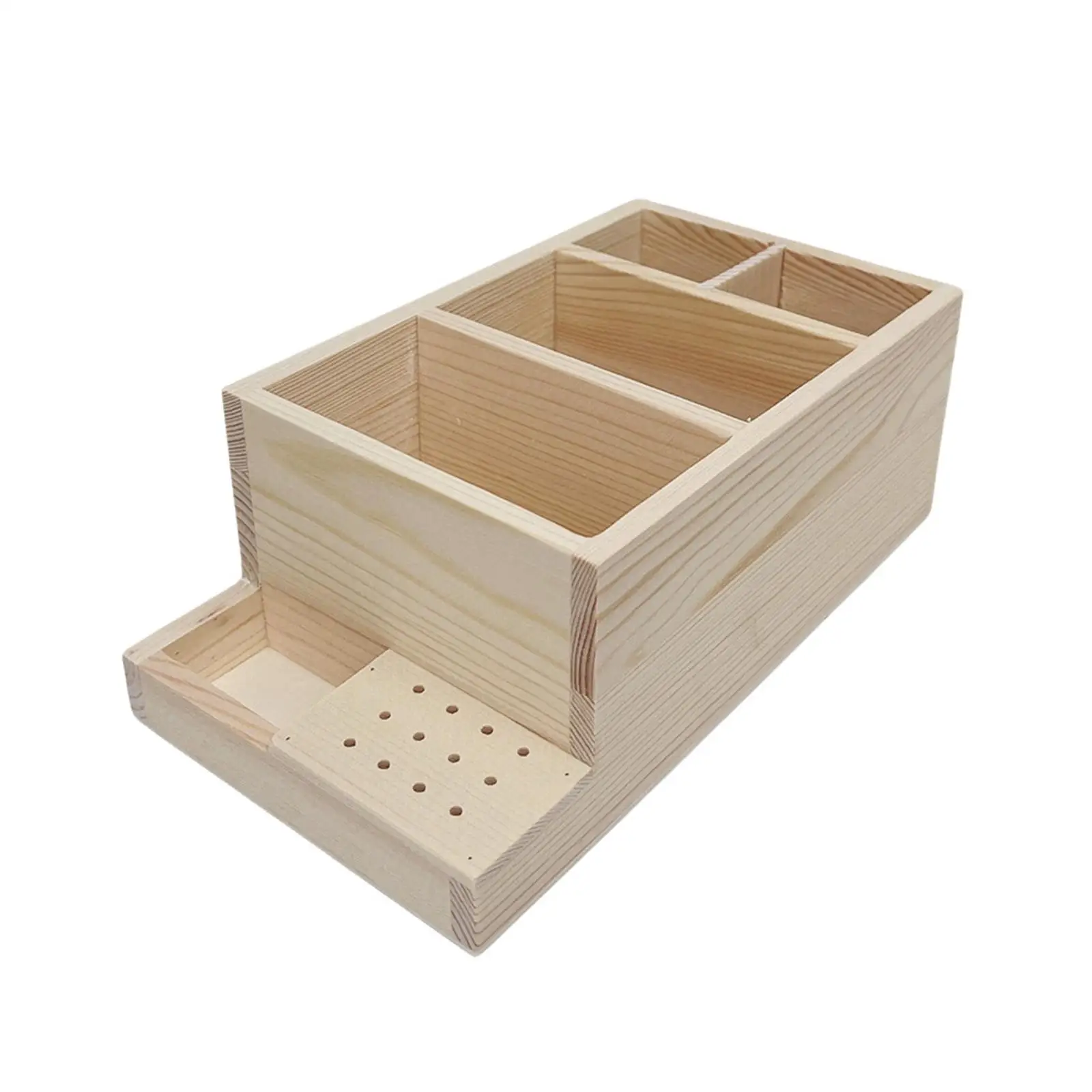Wood Nail Drill Bits Wood Stand Organizer Accessory Manicure Tools Box Container
