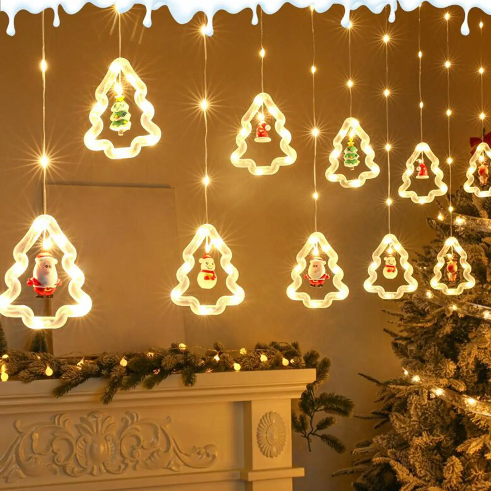 LED Christmas String Light Hanging for Living Room Party Window