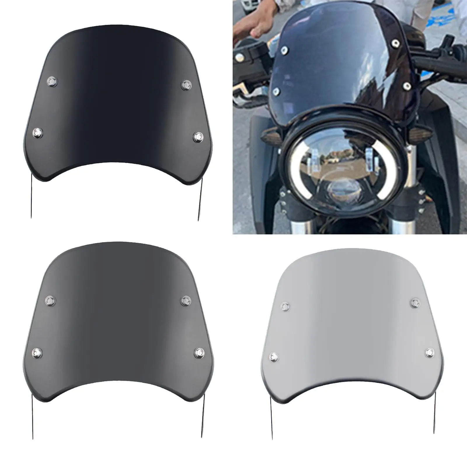 Front 5-7 inch Motorcycle Headlight Windshield, Wind Deflector Windscreen for Motorbike Compact Replacement accessories
