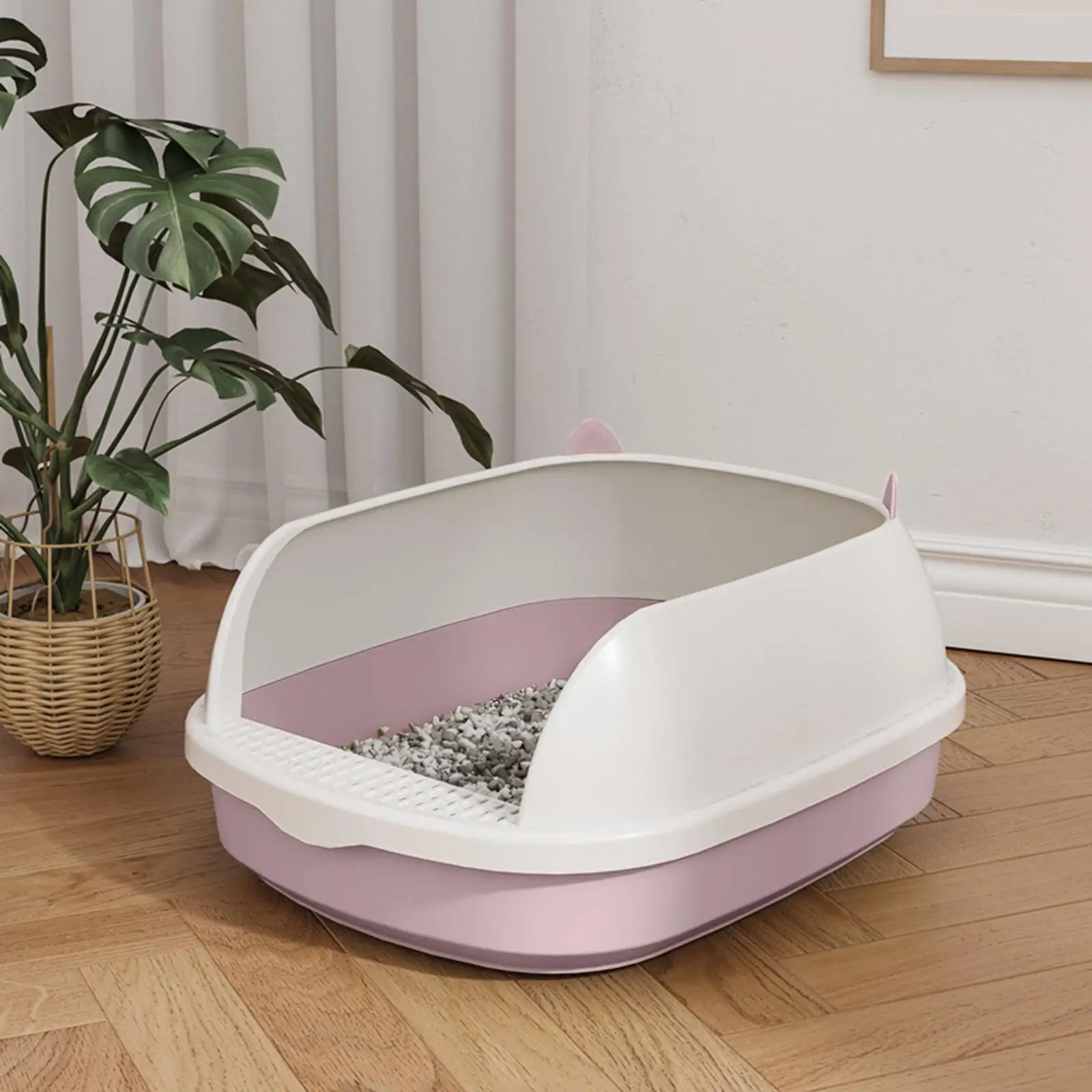 Cat Potty Toilet Pan Durable Semi Enclosed Sandbox Portable Pet Litter Tray Cat Bedpan for Travel Kitten Pet Supplies Rabbit