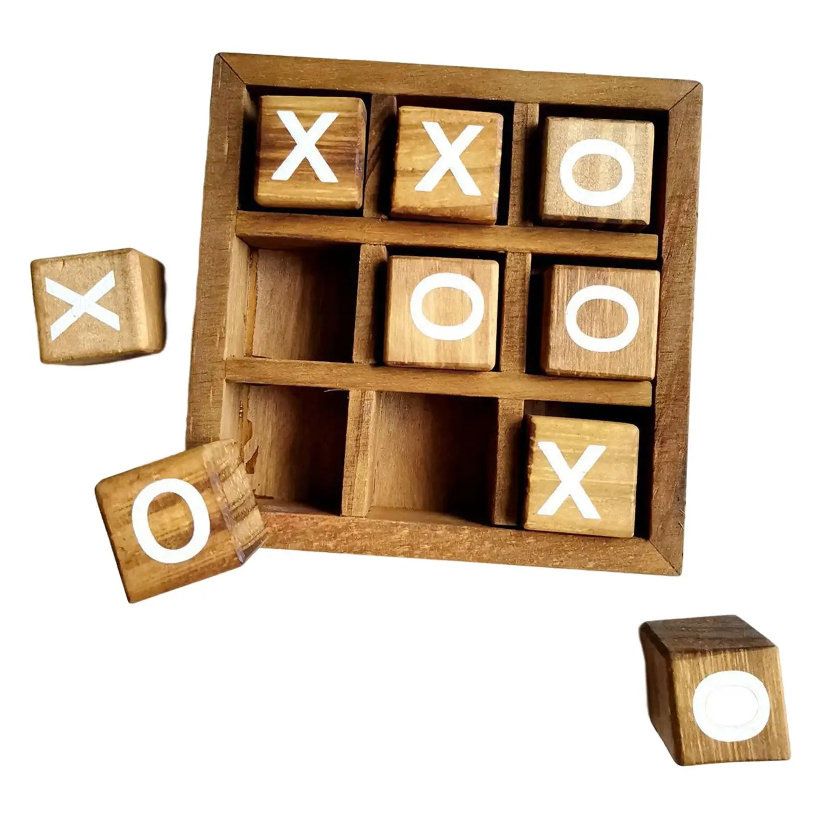 Wooden Tic TAC Toe Game Table Games Party Favor Fun Indoor Brain Teaser Travel for Living Room Kids Adults