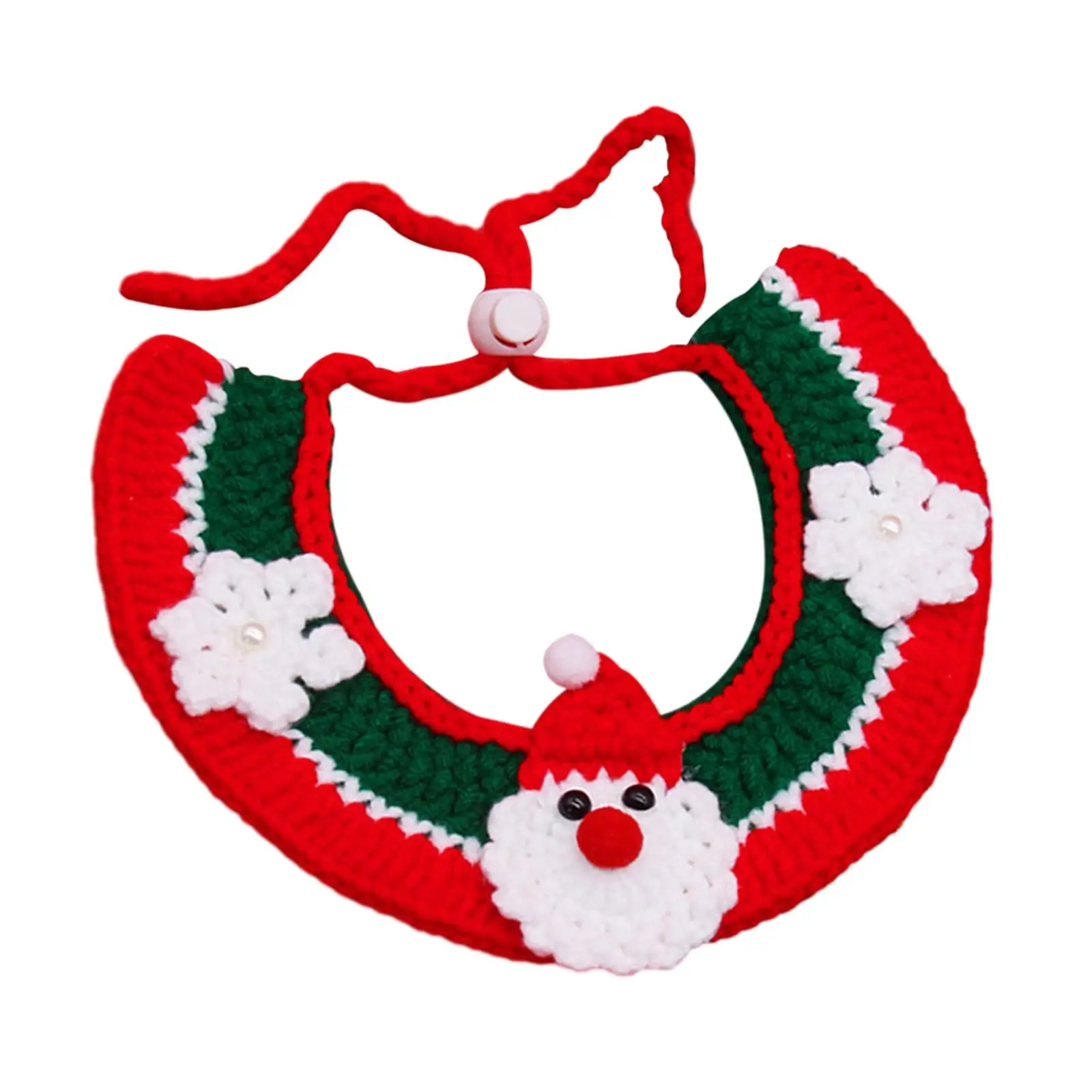 Knitting Cat Collar Festive Decoration Adjustable Dress up Costume Santa Claus Neckwear Hand Woven Scarf Kitten Necklace Scarf