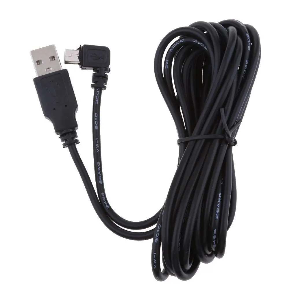 Durable 5V 2A Mini USB Chargers Cable 90 Degree Right Head for DVR Charging