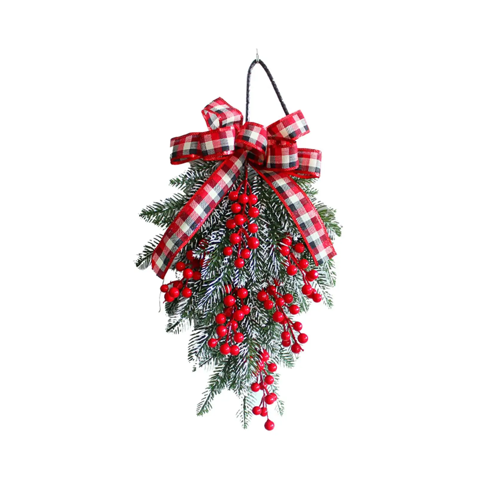 Mini Christmas Tree Wreath Wall Hanging Branches Door Decoration Garland Ornament for Indoor Outdoor Gift Home Decor Party