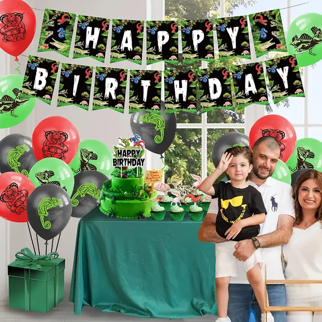 Birthday Party Decoration for Boys, Reptile Swamp, Birthday Backdrop,  Crocodile Balloons, Safari Jungle, Party Supplies