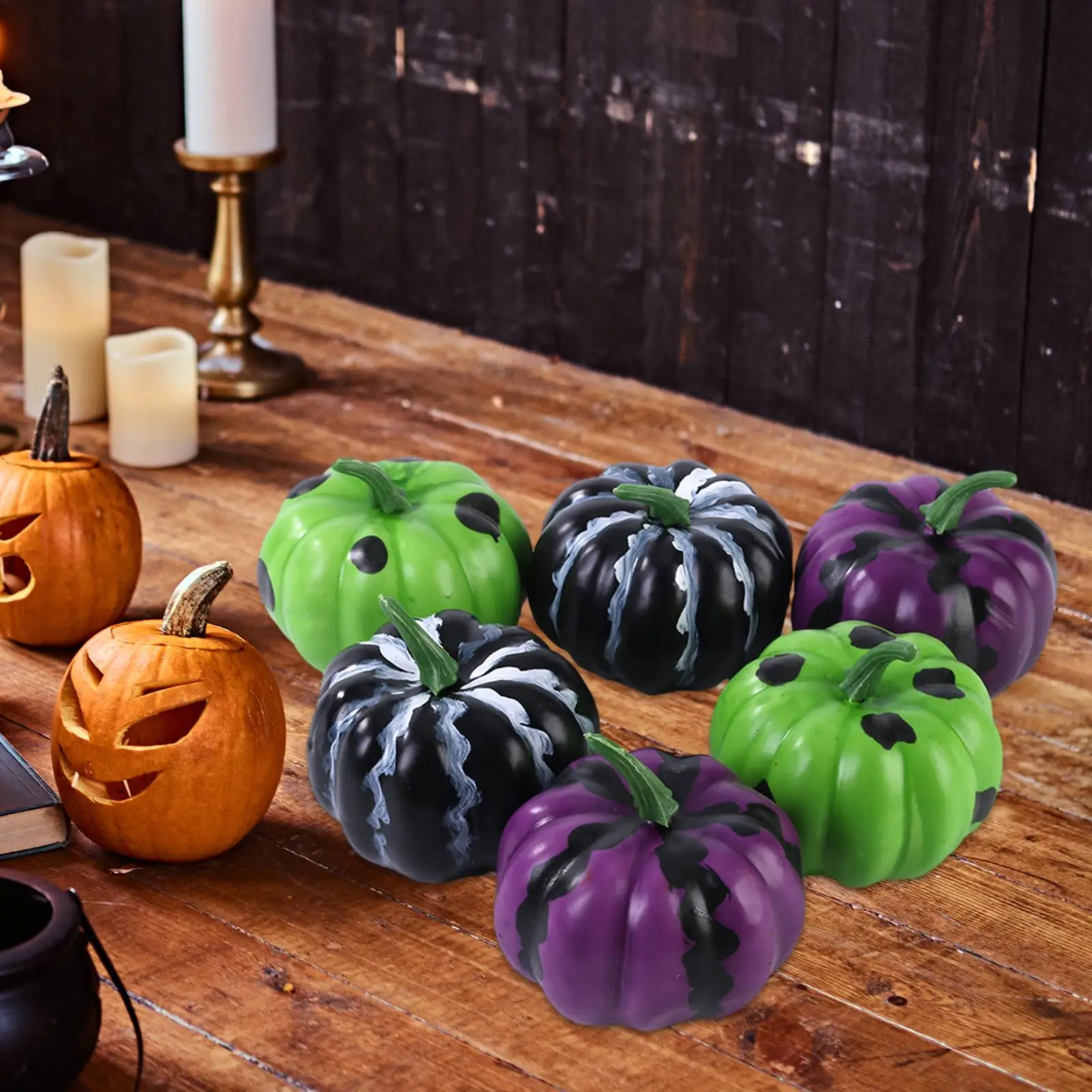 6x Fake Foam Pumpkins Mini Photography Props Harvest Decorative Mini Simulation Pumpkins Model for Table Kitchen Fall Home Decor