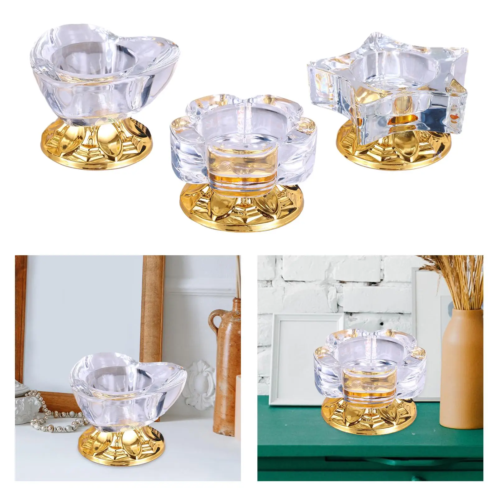 Glass Candlestick Holder Small Tealight Stand Gift Candelabra for Hotel Farmhouse Valentine`s Day Table Centerpiece