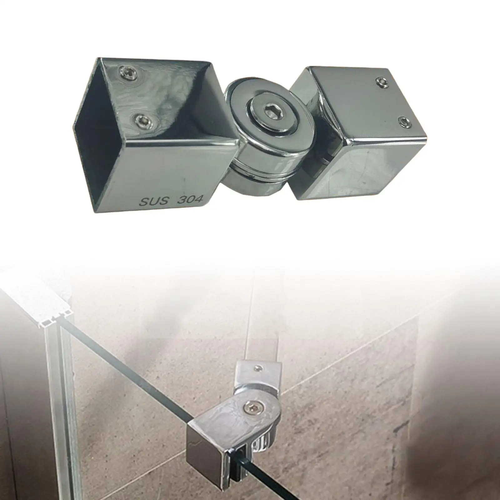 Glass Cube Connector for Shower Walls 1.1 inch Thick Glass Ceiling