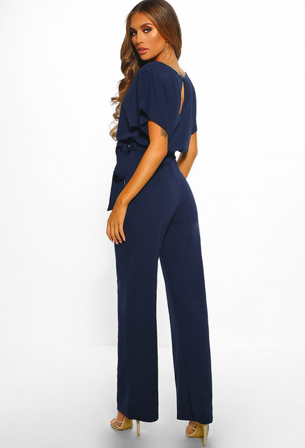 Jumpsuit Damen Sommer Lang - Weite Latzhose Aus Leinenstoff Mit Trägern