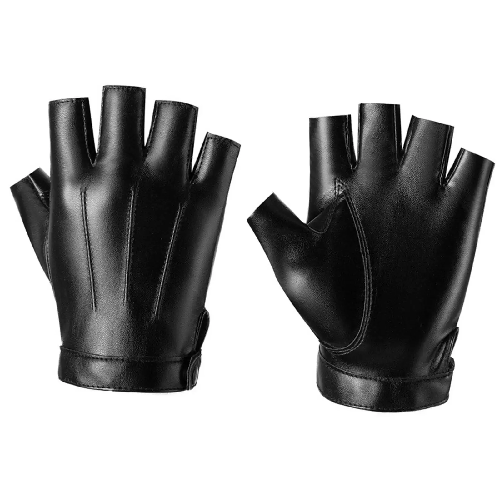 Breathable PU Leather Gloves Winter Fingerless Mittens Half Finger Gloves for Men Women Teens Training Motorbike Running Hiking