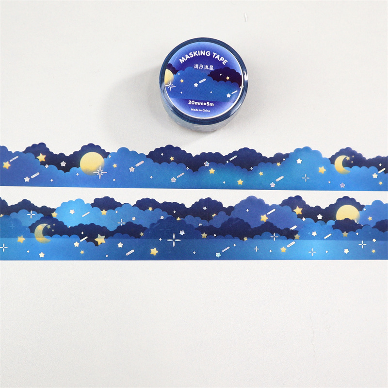 Kawaii stars moon clouds Decorative Adhesive Tape Hot silver Masking Washi Tape Diy Scrapbooking Sticker Label korean Stationery 14 S8fdab7f28b2140a5acc69f493219f778o