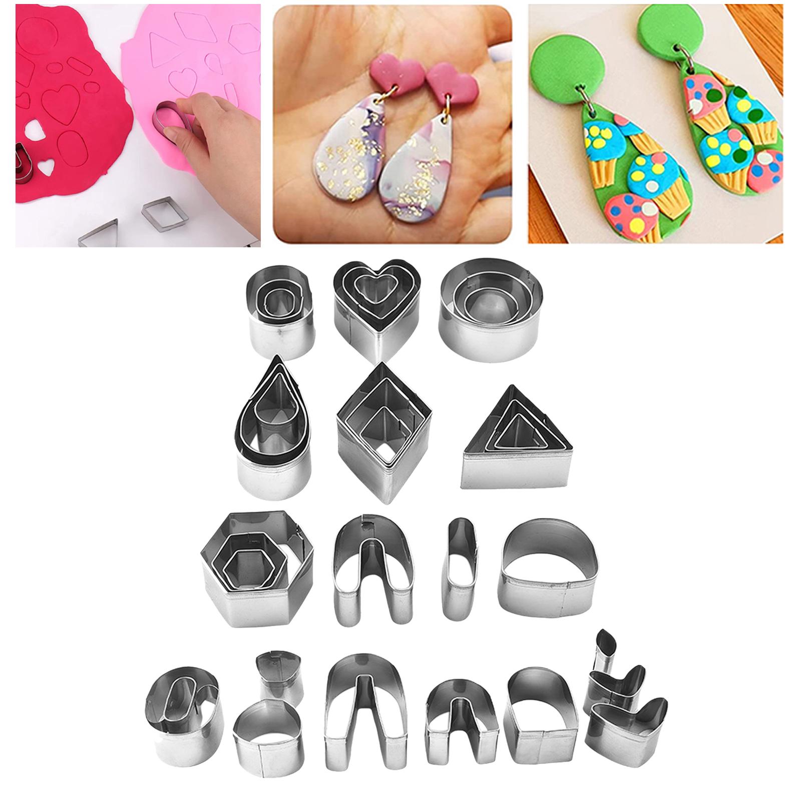 33Pcs Polymer Clay Starter Pack Stainless Steel Cutting Mini Shapes Cutter for Homemade Baking Earring Cookies Vegetable