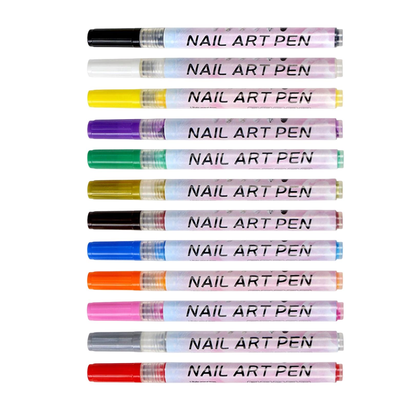 12 Pieces Nail Art Pens Set Nail Graffiti Pen for Professional Nail Salon