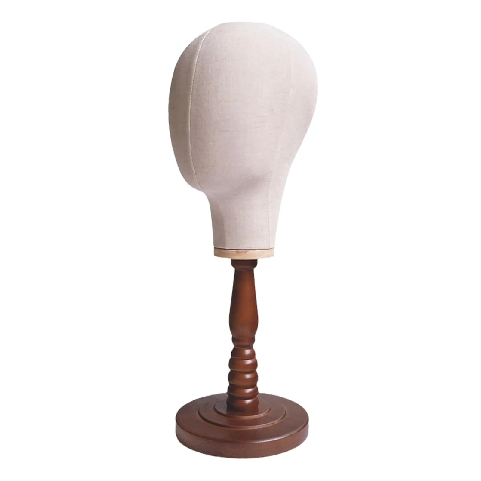 Hat Head Display Tabletop Manikin Head with Wood Base for Home Salon Hairdresser Training Styling Drying Beginner Stylist