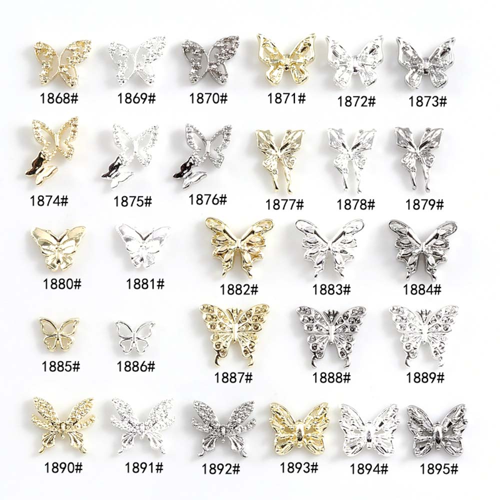 Best of 10Pcs / lot 3D Butterfly Alloy Nail Charms Bow-knot Design Jewelry Luxury Gold Silver Hollow Nail Art Decoration Accessories Bulk Reviews & Tips