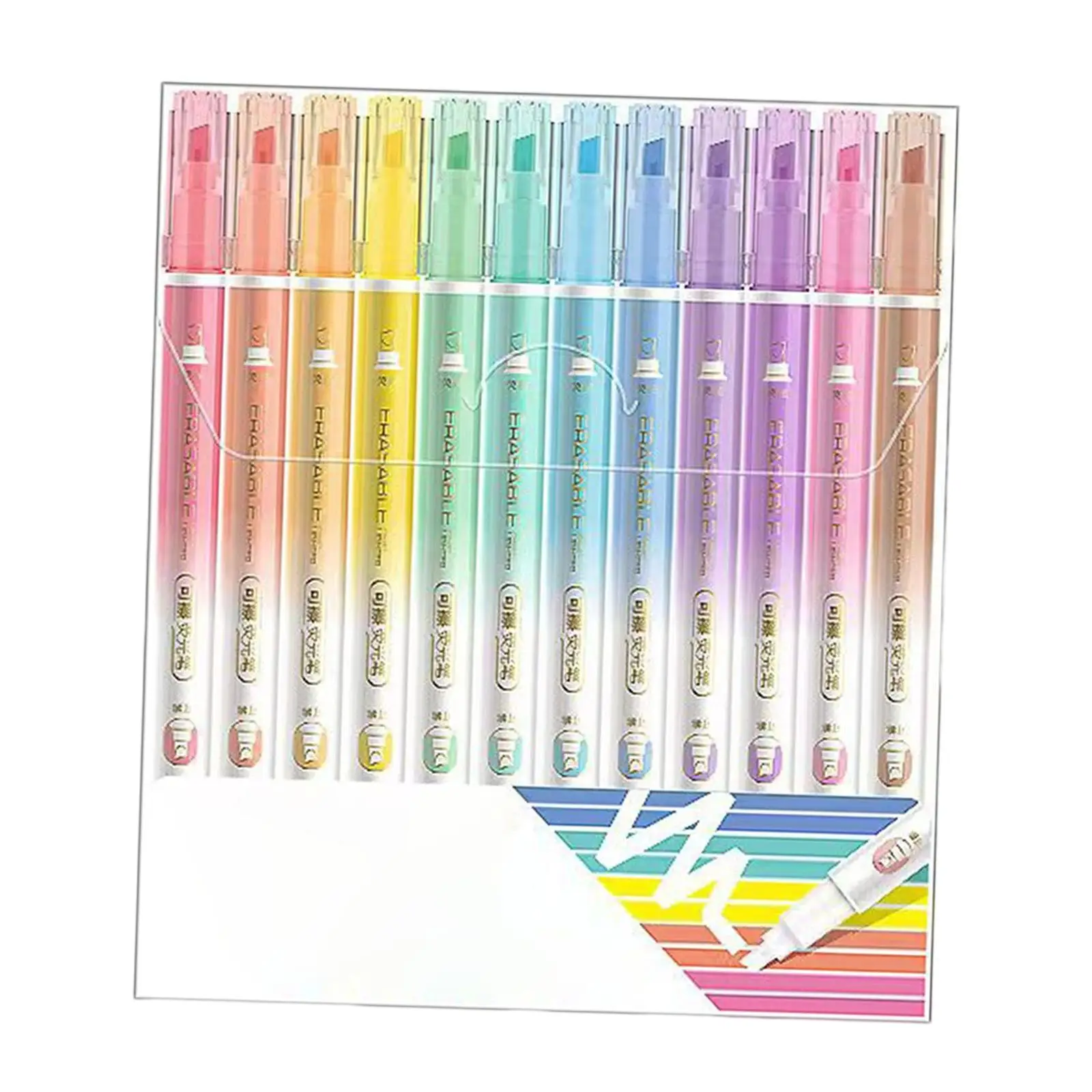 12 Pieces Erasable Highlighter Pen multicolor Border pen Journaling
