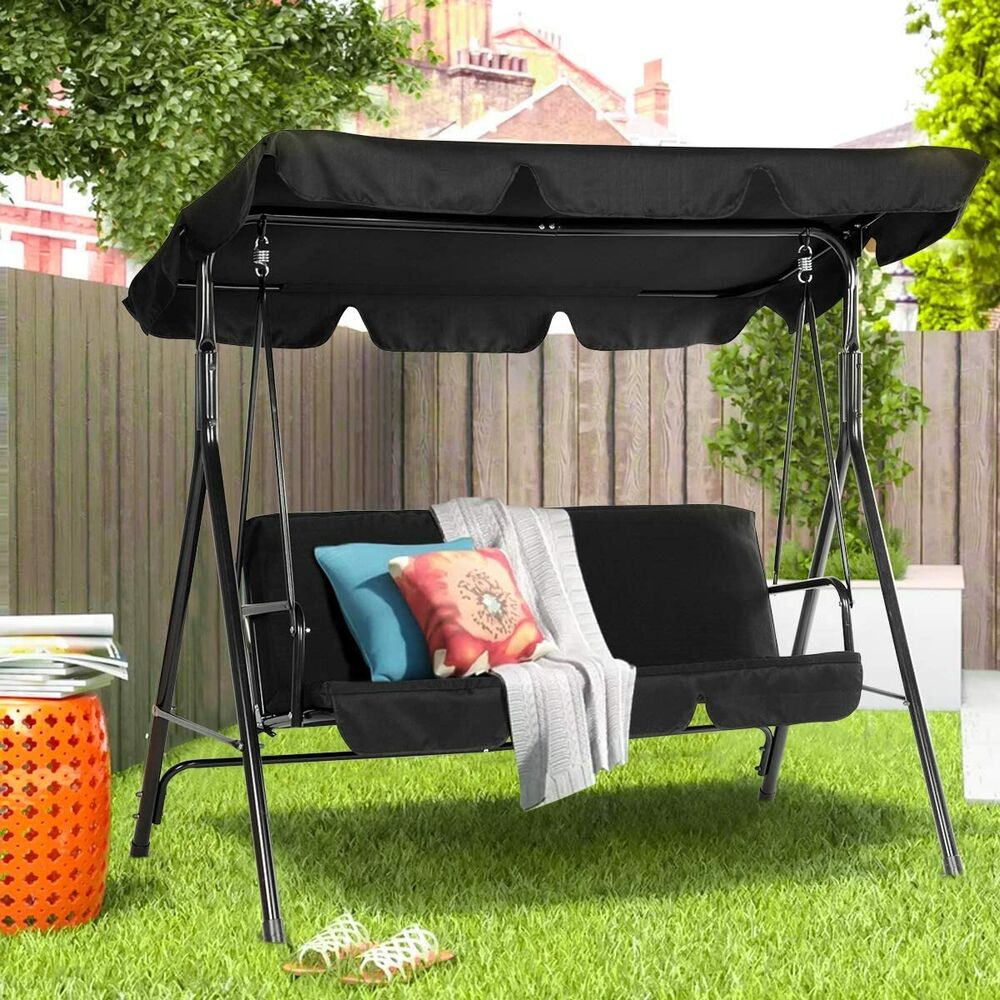 Title 1, 3-Person Outdoor Swing Chair Patio Hanging Benc...