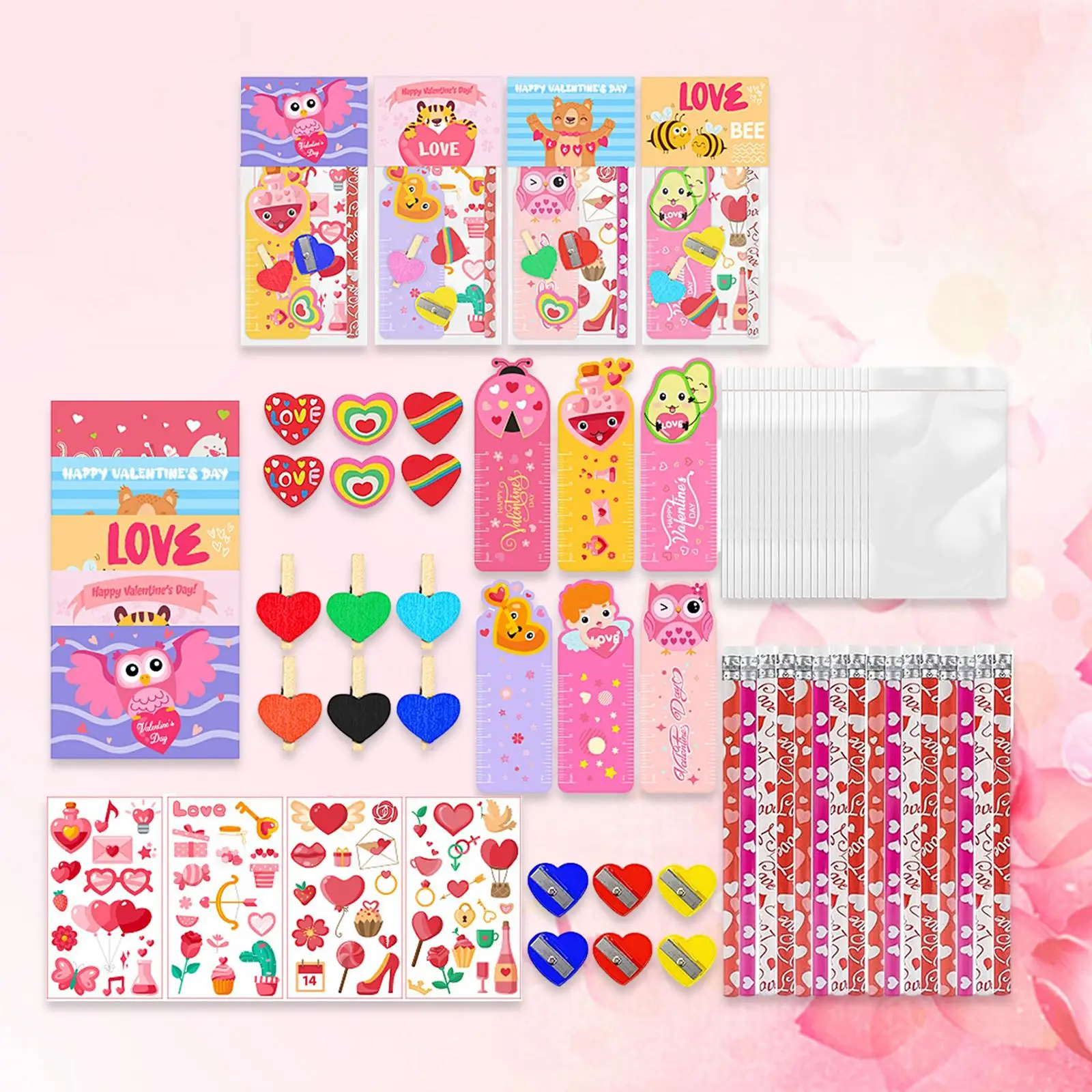 Assorted Valentines Stationery Set Valentine`s Day Party Favors Exchange Gift Supplies for Girls Friend Children Student Teacher