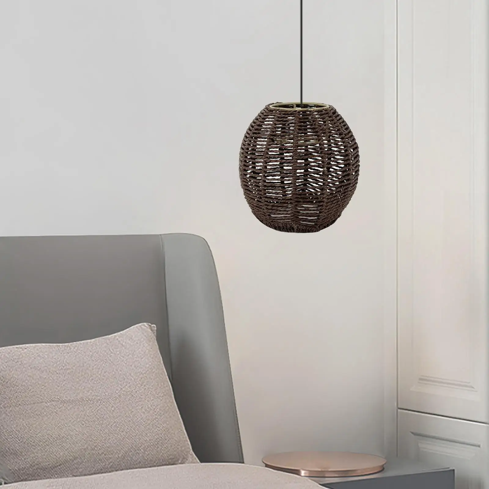 Pendant Lamp Shade Wicker Woven Ceiling Light Shade Rattan Hanging Light Fixture Lampshade for Kitchen Restaurant Decoration