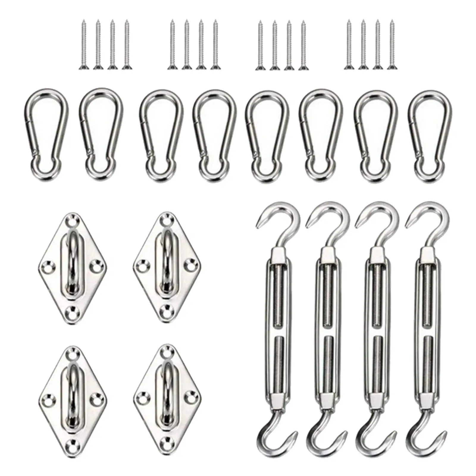 Shade Sail Hardware Kit Pad Eyes Screws Snap Hooks Carabiner Installation for Outdoor Garden Patio Rectangle Shade Sail Canopy