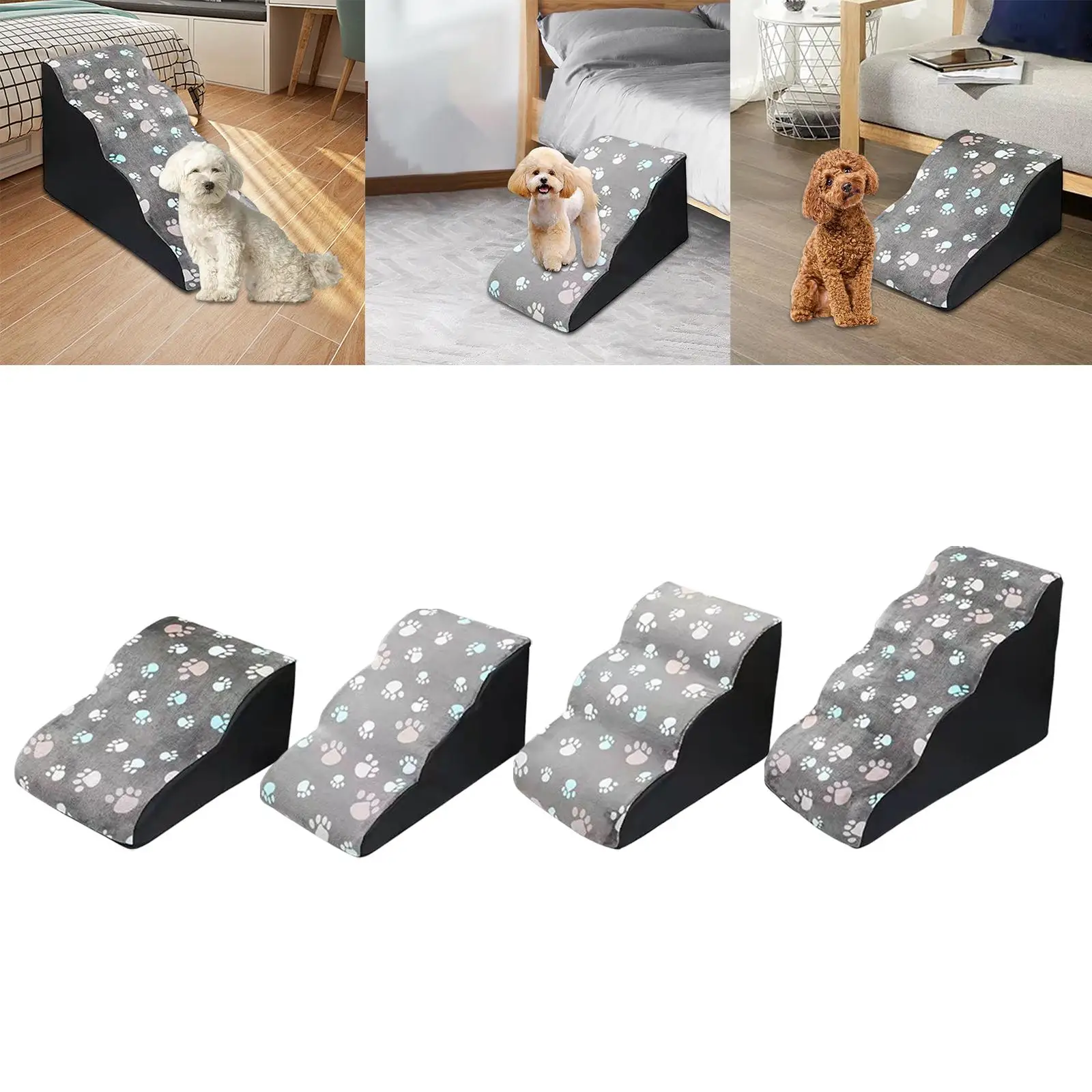 Pet Dog Stairs with Removable Cover Ramp Ladder Portable for Older Dogs