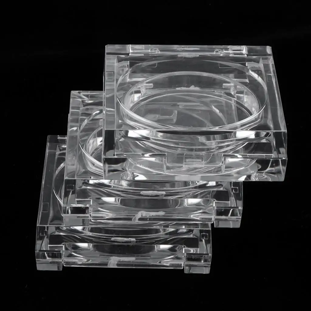 3x Clear Refillable Blusher Case Empty Eyeshadow Lipstick Storage Container