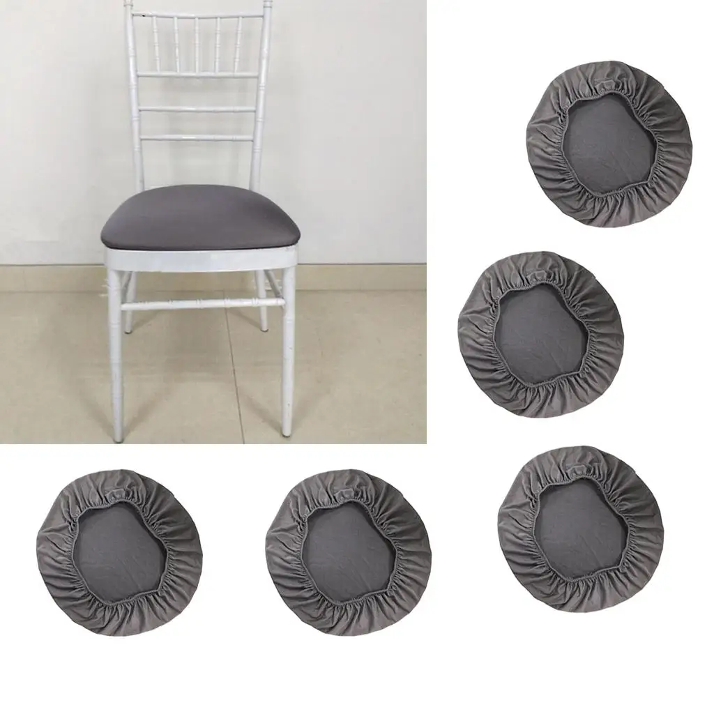 Set of 5 Comfort Wedding Banquet Dining Chair Seat Cover Machine Washable Gray