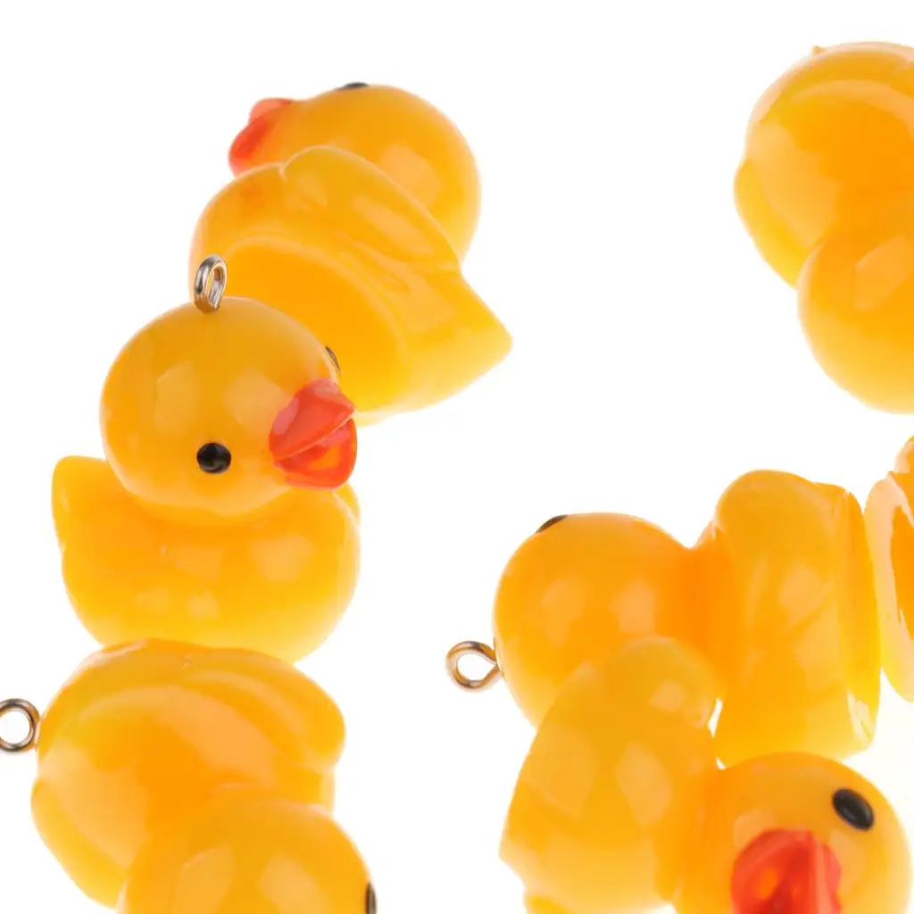 12 Pieces Cute Yellow Duck Model Animal Figures Keychain Hanging Pendant Ornament DIY Making Accessories