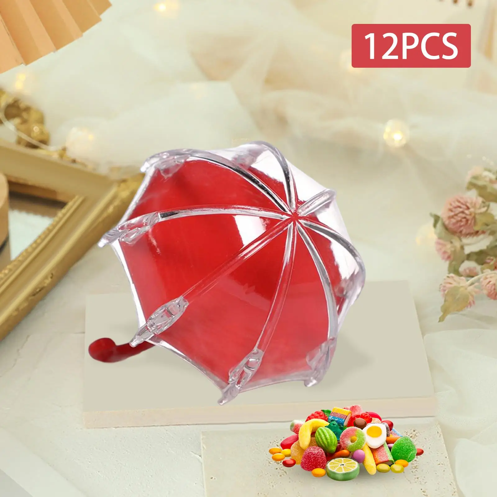 12pcs Mini Umbrella Shape Candy Boxes Clear Gifts Boxes Birthday Party Favors Wedding Engagement Children`s Day Decoration