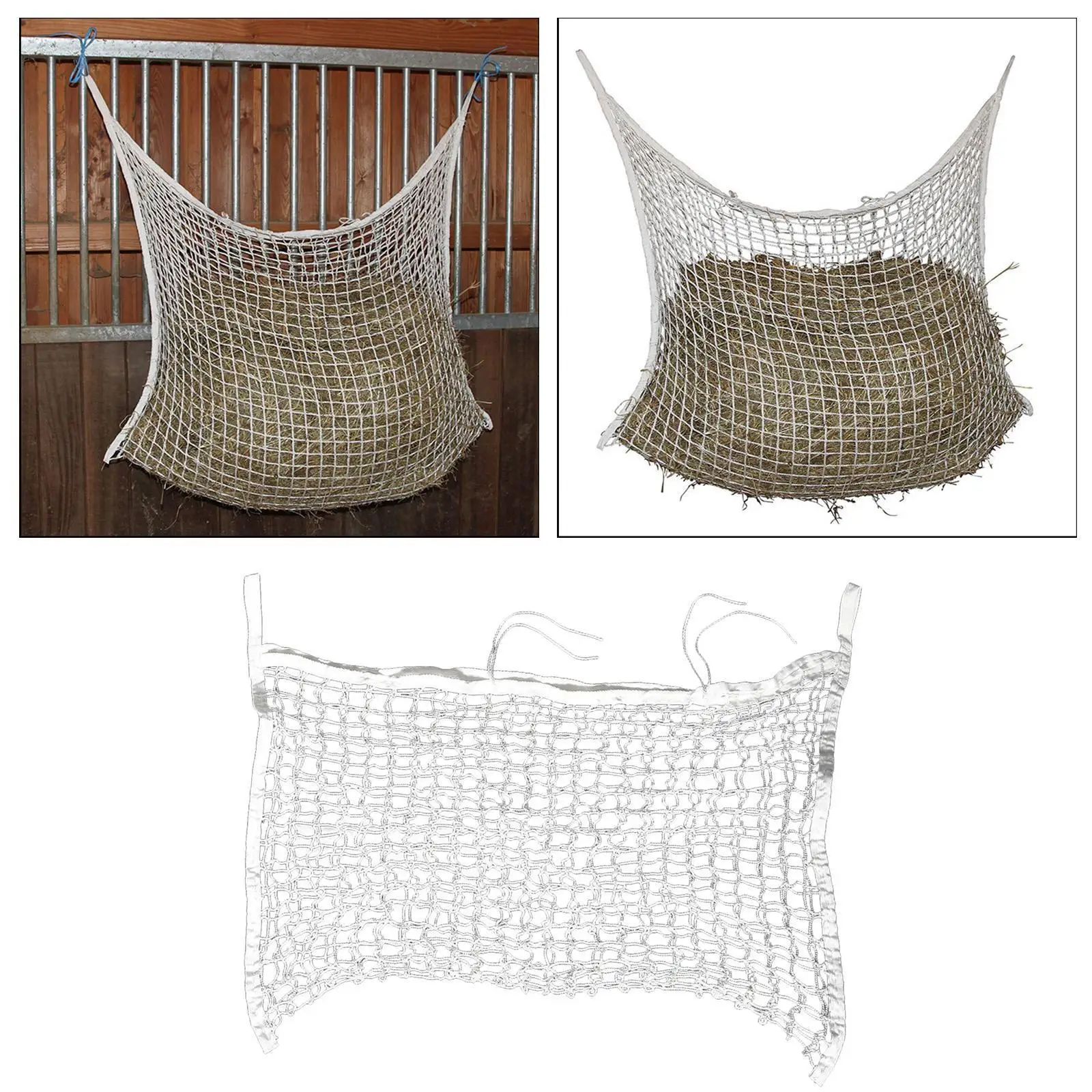 Full Day Horse Hay Net Bag Big Feeding Woven Straw Bag with Small Holes