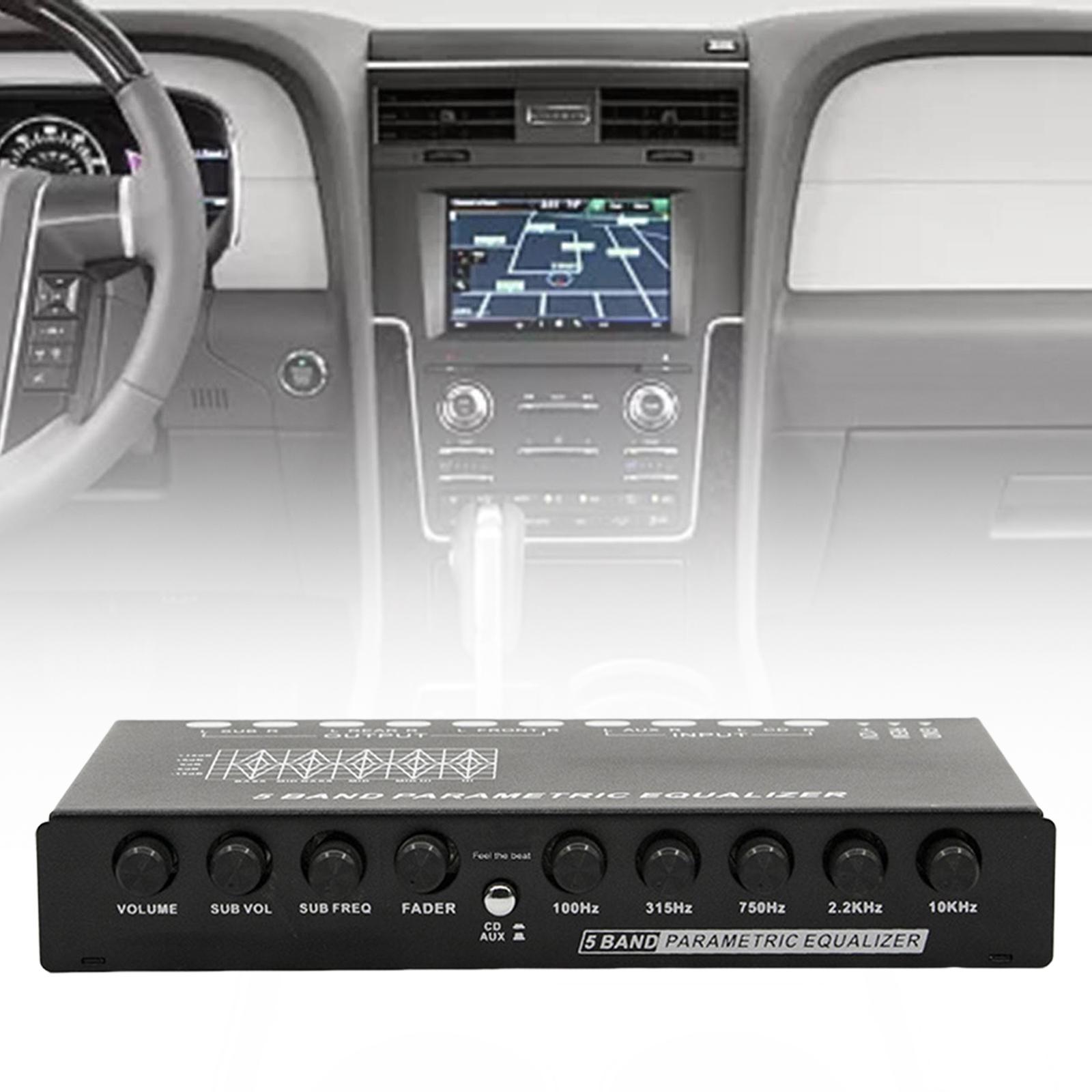 5 Band Car Audio Equalizer Premium Stylish Front Rear+sub Output High Performance with CD/AUX Input Select Switch for Motorcycle